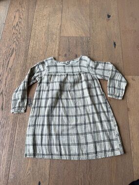 Go Gently Girls Cream Plaid Long-Sleeve Smock Dress 4